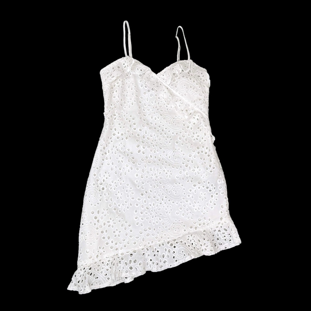 Kendall + Kyle Dress Women 0/2 White Mini Cotton Eyelet Summer Ruffle NWOT